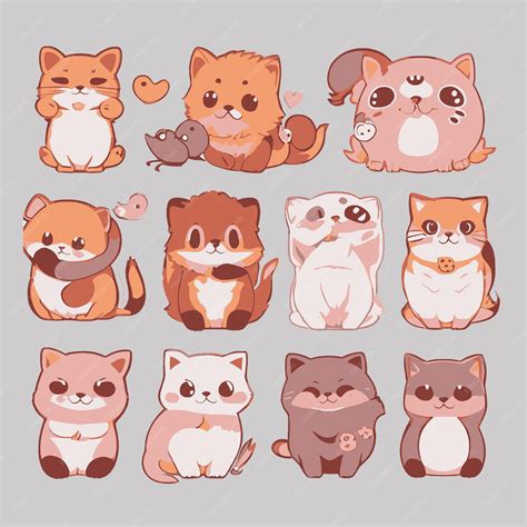 Premium Vector | Kawaii cute animals vector stickers