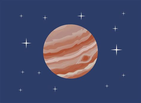 Jupiter Vector Planet Illustration in Space Starry Sky for Astronomy ...