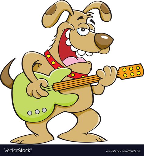 Cartoon dog playing a guitar Royalty Free Vector Image