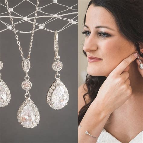 Gold Crystal Teardrop Bridal Jewelry Set - Etsy