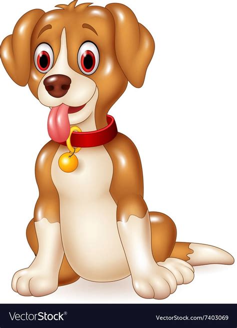 Illustration of Cartoon funny dog sitting with tongue out. Download a Free Preview or High ...