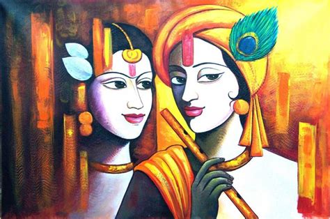 Radha Shyam with Basari01 - Handpainted Art Painting - 36in X 24in ...