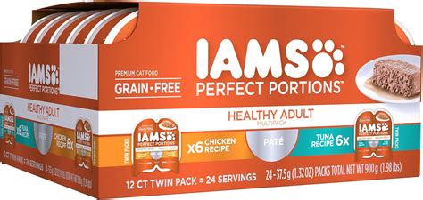 Iams Wet Cat Food Perfect Portions Healthy Adult Tuna and Chicken 24 ...