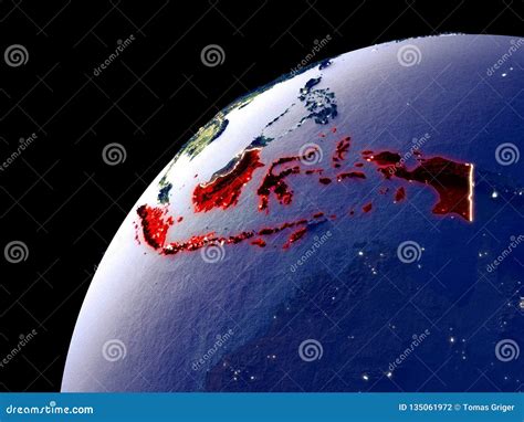 Satellite View of Indonesia on Earth Stock Illustration - Illustration ...