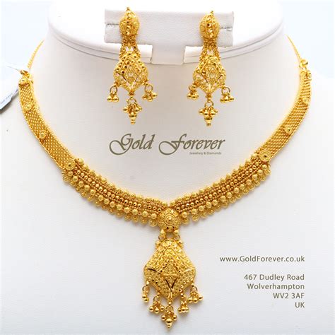 22 Carat Indian Gold Necklace Set 36.7 Grams code:NS1017 | Gold Forever