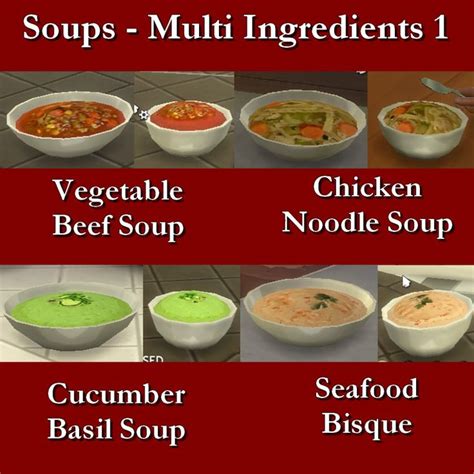 Mod The Sims - Custom Food Soups - Multi Ingredient 1 | Sims 4, Sims, Sims 4 kitchen