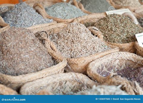 Different Aromatic Herbs Exposed in Medieval Market Stock Image - Image of harvest, ingredient ...