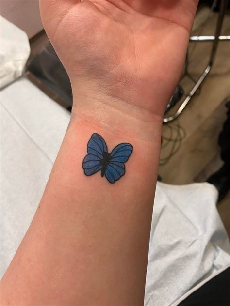 the blue butterfly from life is strange by saje gary at thunderbolt tattoo (atlanta, ga) : tattoos