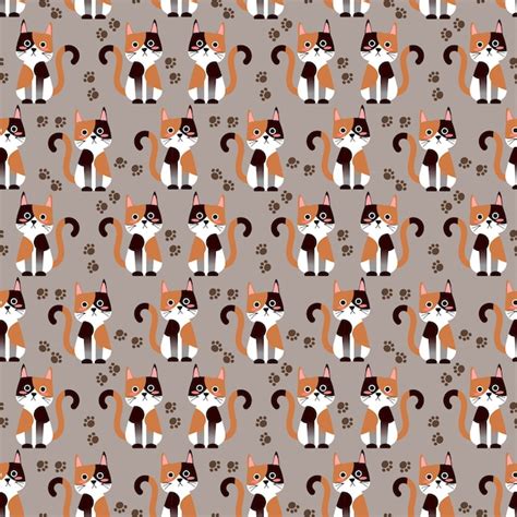 Premium Vector | Calico cat seamless pattern