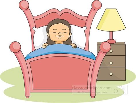 Furniture Clipart-girl sleeping in bed clipart