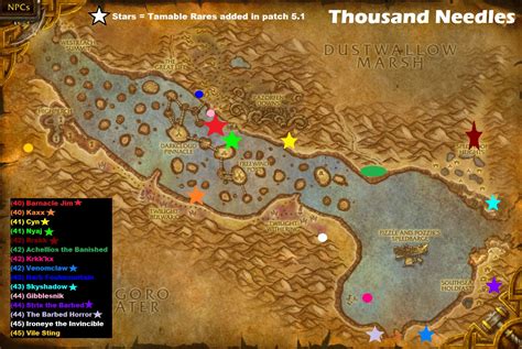 WoW Rare Spawns: Thousand Needles Rare Spawns - Including Tamable Rares added in 5.1