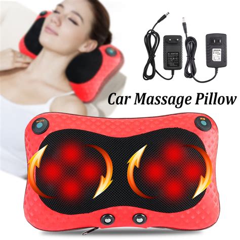 Car Electric Heated Massage Pillow Relax Neck/Back/Shoulder Heating ...