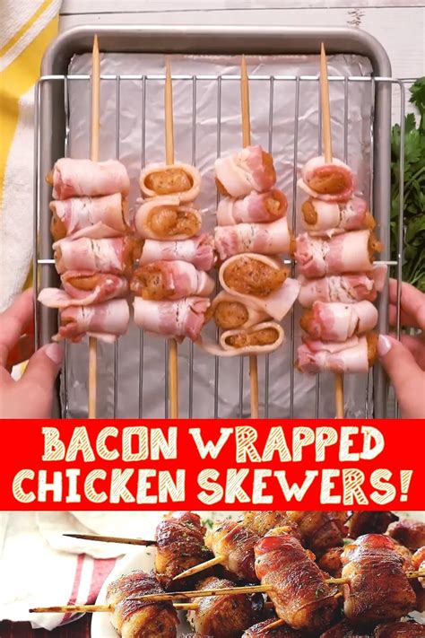 Bacon wrapped chicken skewers party food appetizer recipe – Artofit