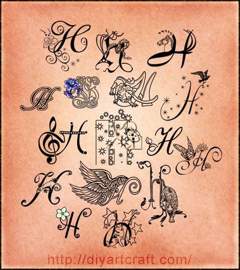 Tattoo Letter H - Printable Calendars AT A GLANCE