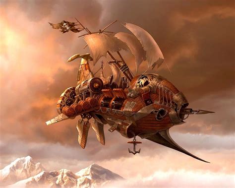 Sky pirate ship Steampunk Ship, Steampunk Vehicle, Steampunk Artwork, Steampunk Pirate, Style ...