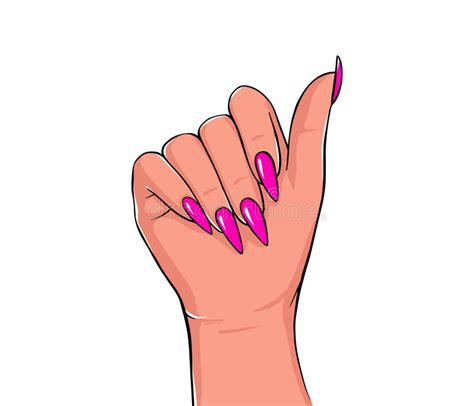 Vectorial Bellas Manos De Mujeres Con Uñas Rosas. Manicura Femenina De ...