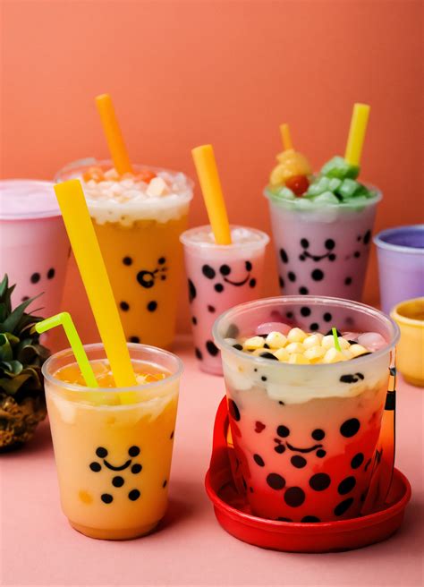 Lexica - Monochromatic funny bubble tea cups having party