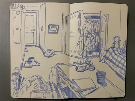 Practicing perspective by drawing my messy bedroom. : r/sketches