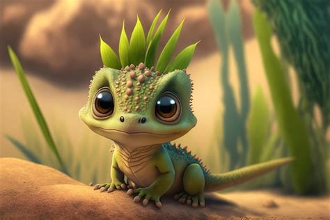 Premium AI Image | A newborn dragon lizard is shown in a cartoonishly ...