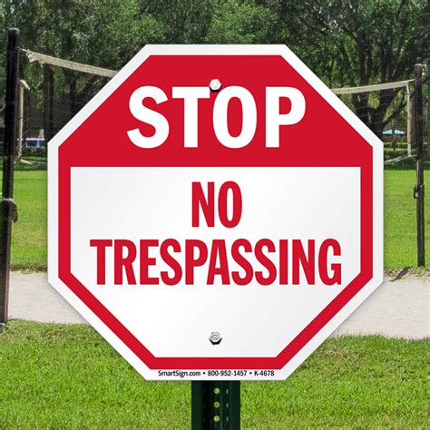 Stop No Trespassing Sign, Octagon, SKU: K-4678