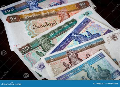 Myanmar Currency, Kyat, Banknotes of Various Denominations Stock Photo ...