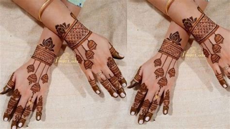 Jhumka style mehndi design for back hand || Easy simple arabic semi ...