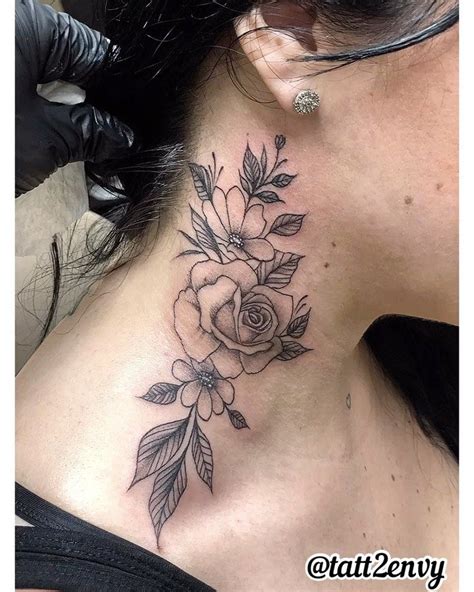 Thank you fun tattoo neck tattoo session @addyluv #goodvibes #tattoo #flowers #ink #inked # ...