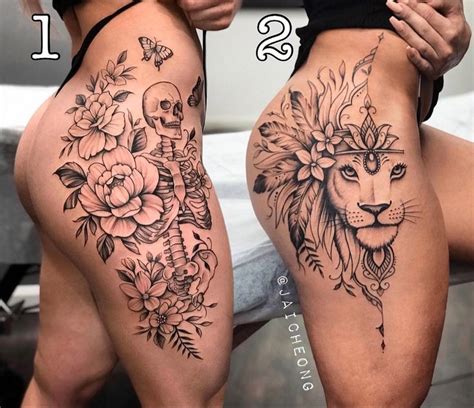 Hip Thigh Tattoos: Classy and Earthy Designs