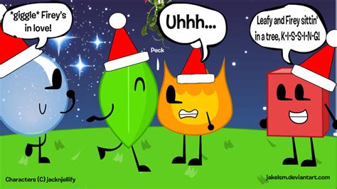 BFDI in: Firey's Kiss at Christmas by jakelsm on DeviantArt