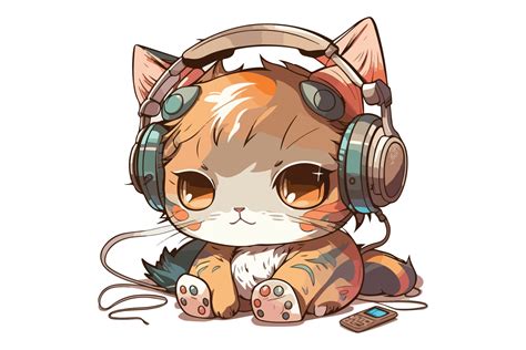 Cat wearing headphones vector illustration 22330390 Vector Art at Vecteezy