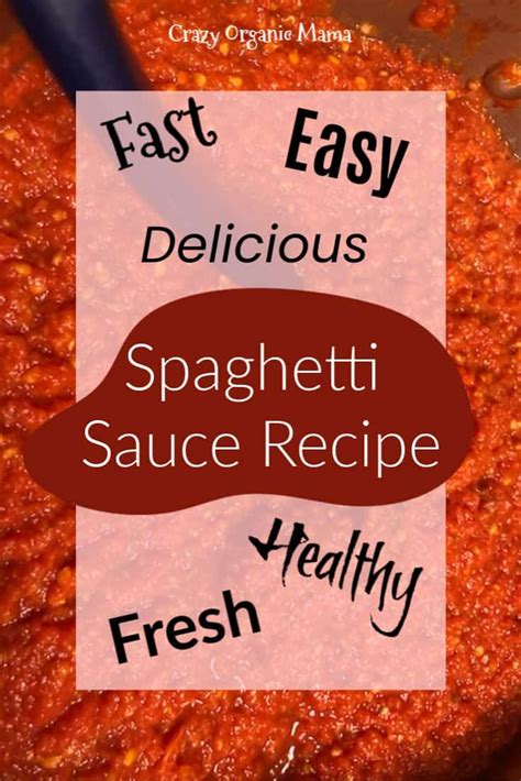 Easiest, Most Delicious Spaghetti Sauce Recipe Ever! | Crazy Organic Mama | Spaghetti sauce ...