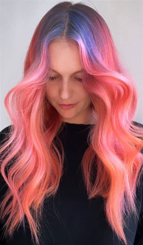34 Pink Hair Colours That Gives Playful Vibe : Pastel Sunset