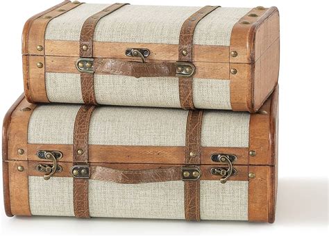 Set Of Vintage-Style World Map Leather Suitcase Trunks With, 52% OFF