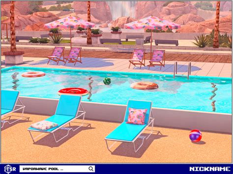 The Sims Resource - vaporwave pool set in 2022 | Pool lounge chairs, Pool lounge, Glass dining ...