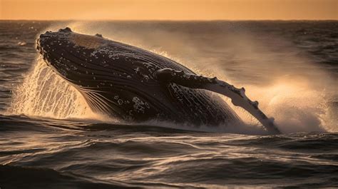 Premium AI Image | A whale in the ocean at sunset