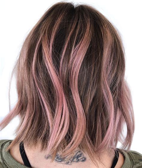 Brown Hair With Pastel Pink Highlights