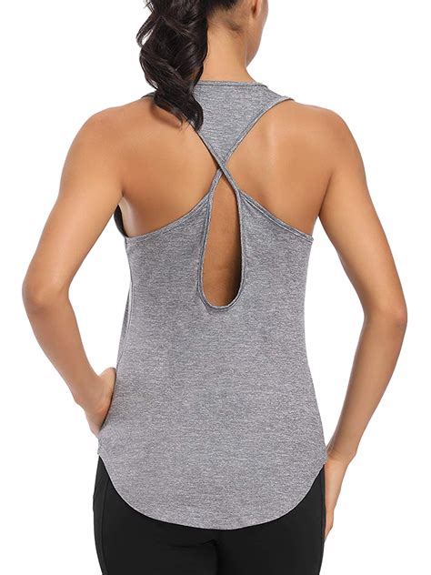 Women Sleeveless Activewear Sports Yoga Tank Top Vest Hollow Cross Back ...