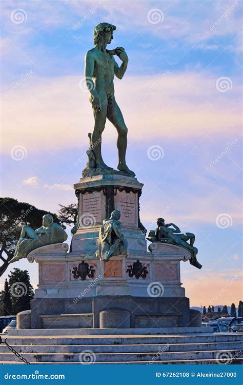 Statue of David at the Piazzale Michelangelo, Florence, Italy Stock Photo - Image of bronze ...