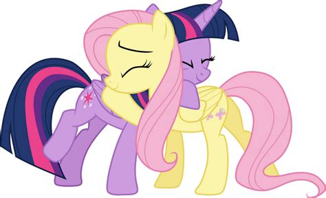 Twilight Sparkle and Fluttershy Hugging by CloudyGlow on DeviantArt