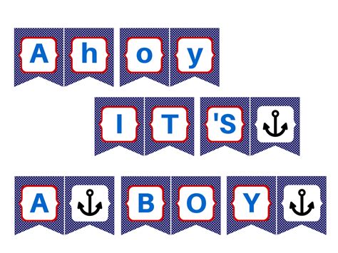 Ahoy it's a boy Banner Red Blue - Magical Printable