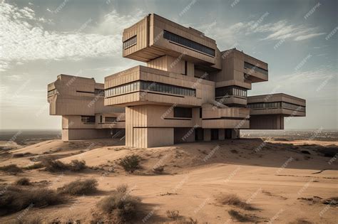Premium Photo | Massive abandoned building that is designed in the brutalist architectural style ...