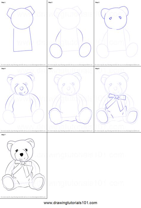 How to Draw a Teddy Bear Printable Drawing Sheet by DrawingTutorials101.com | Teddy bear drawing ...