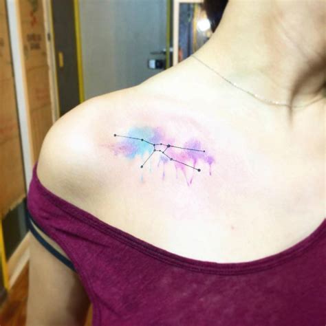 Watercolor taurus constellation tattoo