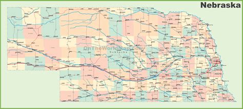 Road map of Nebraska with cities - Ontheworldmap.com