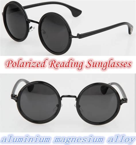 !!Polarized reading sunglasses!! alloy Retro round oversize men women polarized sunglasses +1.0 ...