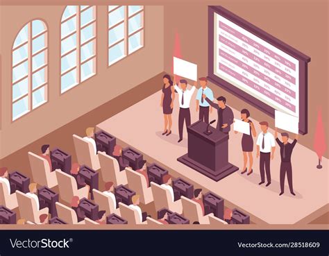 Election debates isometric composition Royalty Free Vector