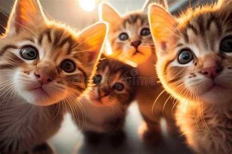 A Flock of Cats Taking a Selfie. AI Generated Stock Photo - Image of ...