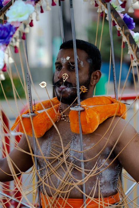 Serangoon, Singapore - January 30, 2010: a Devotee Carrying a Kavadi in Thaipusam Editorial ...