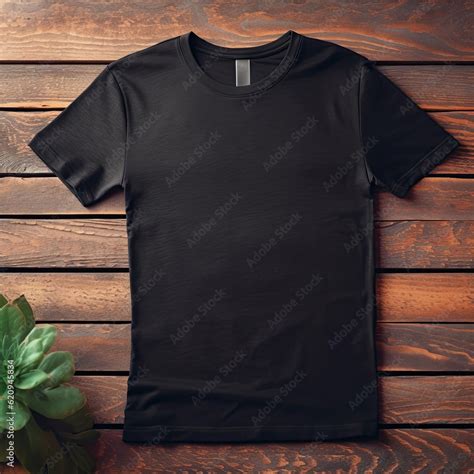 Illustration of a black plain t-shirt mockup, AI Generated Stock ...