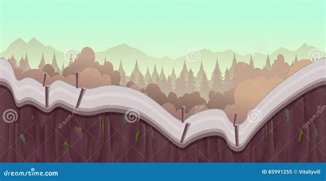 Cartoon Forest Landscape, Endless Nature Background for Computer Games. Tree, Outdoor Plant ...